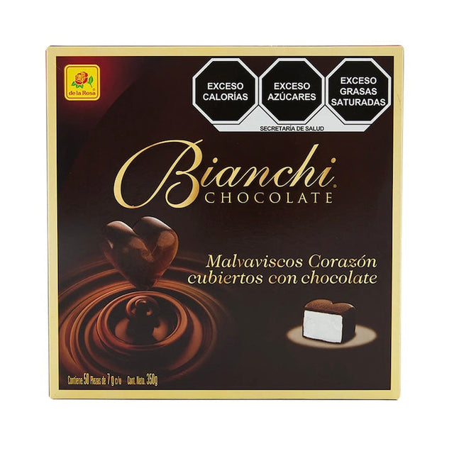 De La Rosa Bianchi Chocolate Covered Heart Marshmallows - 50 ct
