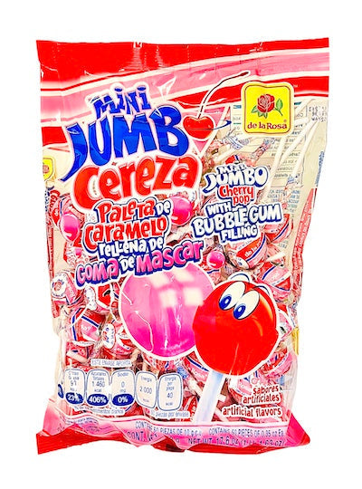 De la Rosa Paleta Mini Jumbo Cereza con Chicle - 50 ct