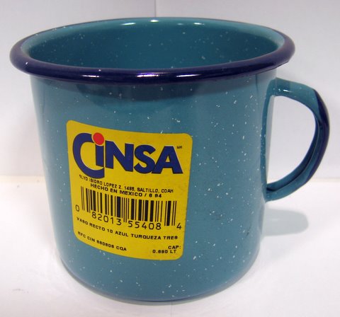 Enamel Cookware - Vaso Recto Peltre #10 / Enamel Cup #10 by CINSA - 23.8 oz - 1 unit