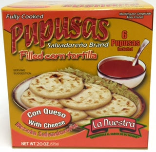 La Nuestra PUPUSAS - Corn Filled Tortillas with Cheese - 6 ct