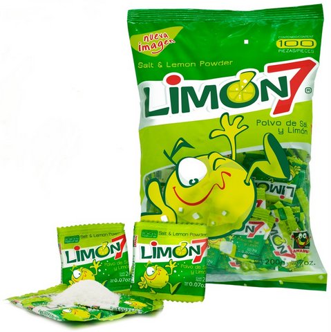 Limon 7 - Polvo de Sal y Limon - Salt & Lemon  powder - 7 oz - 100 ct