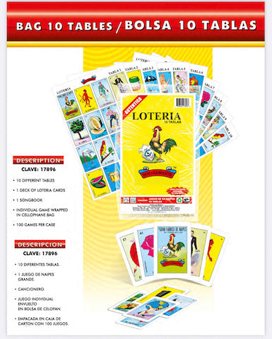Loteria Don Clemente 10 tablas - Mexican Bingo Game - 10 playing cards