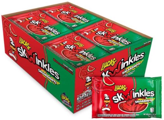 Lucas Salsagheti Gusanos Sandia - Hot Mexican Candy Straws - 12 ct