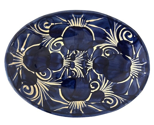 Oval Plate Blue Talavera Guanajuato by La Mexicana - 1 unit