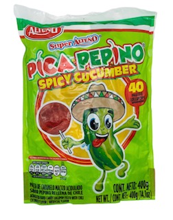 Pica Pepino Paletas - Spicy Cucumber Lollipops Alteno - 40 ct
