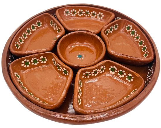 Plato Botanero de Barro - Divided Serving Clay Plate Botanas