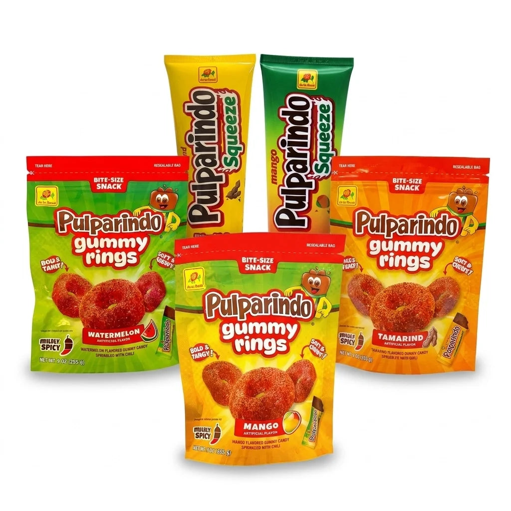 Pulparindo Gummy Rings & Squeeze Candy – Tamarind, Mango & Watermelon – Variety Pack