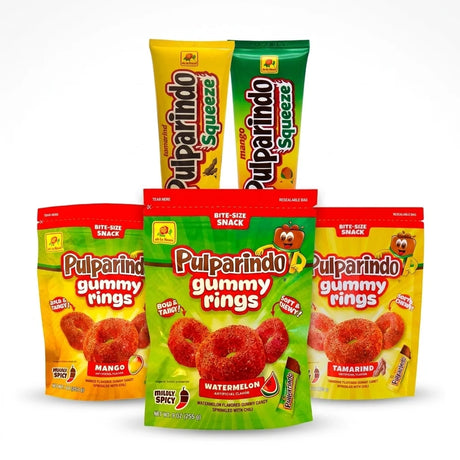 Pulparindo Gummy Rings & Squeeze Candy – Tamarind, Mango & Watermelon – Variety Pack