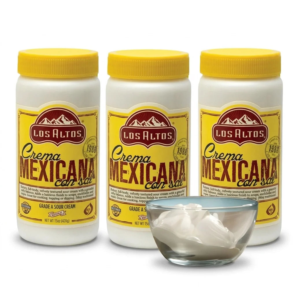 (3 Pack) Los Altos Crema Mexicana with Salt - 15 oz
