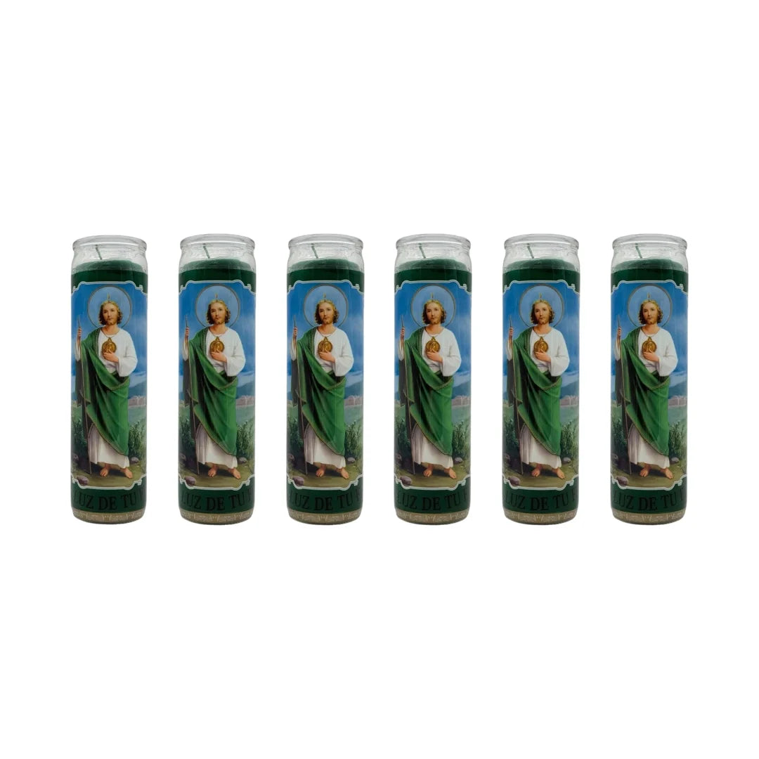 (6 PACK)  Jude Thaddeus Green Candle  8"