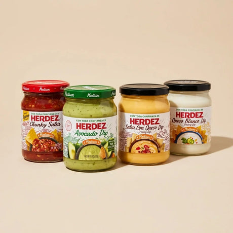 Herdez Medium Salsa & Dip Variety Pack – 4 Jars (15 oz Each)