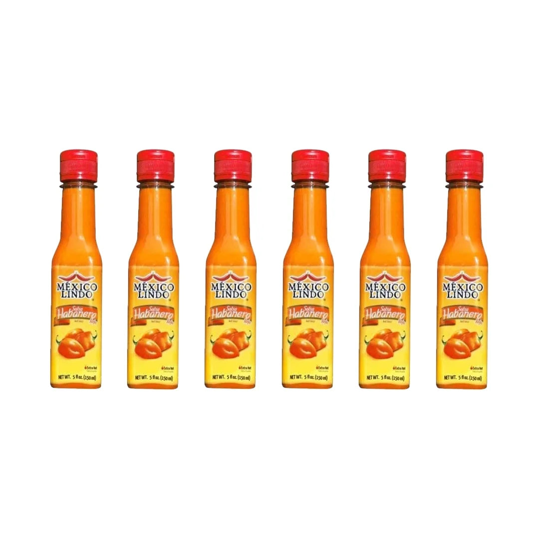 (6 PACK) Mexico Lindo Salsas Castillo RED Habanero Extra Hot - 5 oz