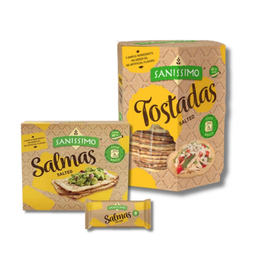 Sanissimo Oven Baked Corn Tostadas & Salmas Crackers Bundle Pack