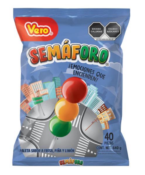 Vero Semaforo Mexican Candy Lollipops - 40 ct
