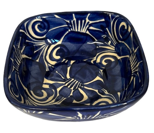 Square Bowl Blue Talavera Guanajuato by La Mexicana 6" x 6" x 2" H - 1 unit