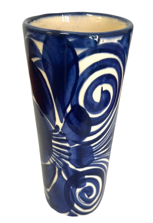 Tall Glass Blue Talavera Guanajuato 16 oz by La Mexicana - 1 unit